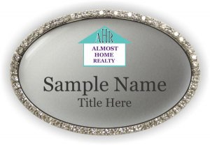 (image for) Almost Home Realty Oval Bling Silver badge