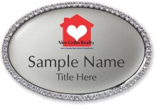 (image for) Nice Cribs Realty Oval Bling Silver badge