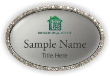 (image for) Brokers Real Estate Oval Bling Silver badge