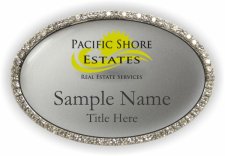 (image for) Pacific Shore Estates Oval Bling Silver badge