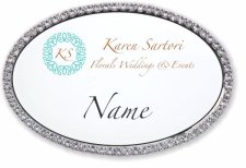 (image for) Karen Sartori Florals Weddings & Events Oval Bling Silver Other badge