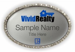 (image for) Vivid Realty Oval Bling Silver badge