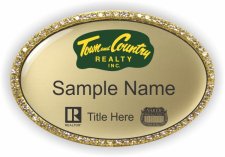 (image for) Town and Country Realty, Inc. Oval Bling Gold badge with Logos