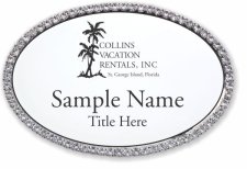 (image for) "Collins Vacation Rentals, Inc. Oval Bling Silver Other badge"