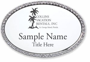 (image for) \"Collins Vacation Rentals, Inc. Oval Bling Silver Other badge\"