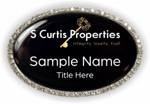 S Curtis Properties Oval Bling Silver Other Badge - $27.00 | NiceBadge™