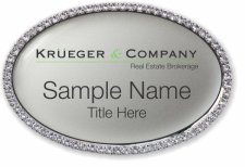 (image for) Krueger & Company Real Estate Brokerage Oval Bling Silver badge