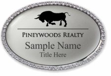(image for) Pineywoods Realty Oval Bling Silver badge