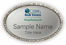(image for) (New Logo) United Country Real Estate Oval Bling Silver badge
