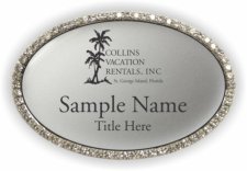 (image for) Collins Vacation Rentals, Inc. Oval Bling Silver badge