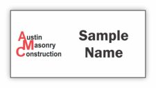 (image for) Austin Masonry Construction 3" x 1.5" Square Corner White Badge