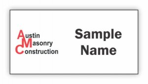 (image for) Austin Masonry Construction 3\" x 1.5\" Square Corner White Badge