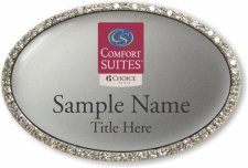 (image for) Comfort Suites (New Logo) Oval Bling Silver badge