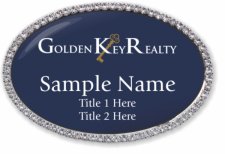(image for) Golden Key Realty Oval Bling Silver Other badge