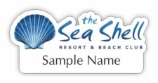 (image for) Sea Shell Resort & Beach Club Shaped White badge