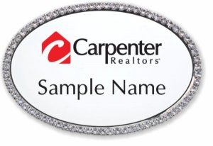 (image for) Carpenter Realtors Oval Bling Silver Other badge