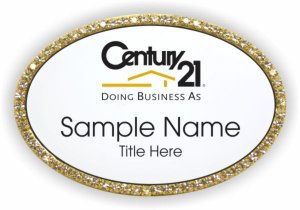 (image for) Century 21 (New DBA) Oval Bling Gold & White badge