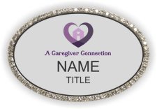 (image for) A Caregiver Connection Oval Bling Silver badge