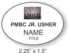 (image for) PMBC Oval White badge (JR Usher)