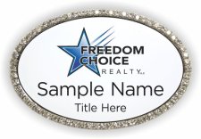 (image for) Freedom Choice Realty LLC Oval Bling Silver Other badge
