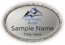 (image for) OurTown Realty Oval Bling Silver badge