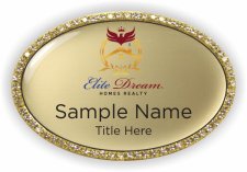 (image for) Elite Dream Homes Realty Oval Bling Gold badge