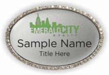 (image for) Emerald City Realty Oval Bling Silver badge