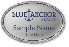 (image for) Blue Anchor Realty Oval Bling Silver badge