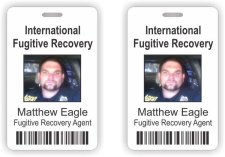 (image for) International fugitive recovery Barcode ID Vertical Double Sided badge