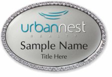 (image for) Urban Nest Oval Bling Silver badge