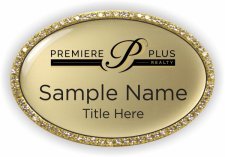 (image for) Premiere Plus Realty Co. Oval Bling Gold badge