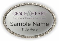 (image for) Grace and Heart Oval Bling Silver badge