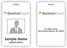 (image for) Barefoot Church Photo ID Vertical Double Sided badge