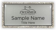 (image for) Zwemmer Realty Group BLACK PRINT Bling Silver badge
