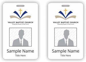 (image for) Valley Baptist Church Photo ID Vertical Double Sided badge