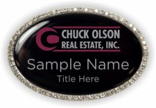 (image for) Chuck Olson Real Estate Oval Bling Silver badge