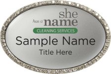 (image for) She Has A Name Cleaning Services Oval Bling Silver badge