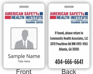 (image for) American Safety & Health Institute Photo ID Vertical Double Sided badge