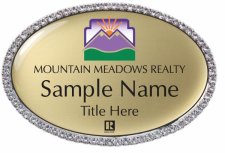 (image for) Mountain Meadows Realty Oval Bling Silver Other badge