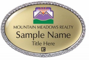 (image for) Mountain Meadows Realty Oval Bling Silver Other badge