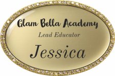 (image for) Glam Bella Studio Oval Bling Gold badge