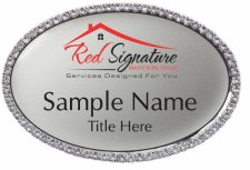 (image for) Red Signature Real Estate Oval Bling Silver badge