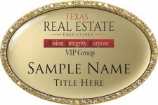(image for) Texas Real Estate Executives Oval Bling Gold badge