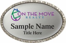 (image for) On The Move Realty LLC Oval Bling Silver badge