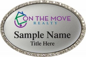 (image for) On The Move Realty LLC Oval Bling Silver badge