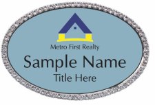 (image for) Metro First Realty Oval Bling Silver Other badge