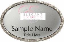 (image for) Elegant Events and Design llc Oval Bling Silver badge