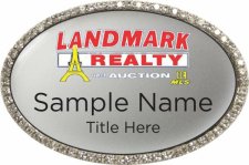 (image for) LANDMARK REALTY AND AUCTION Oval Bling Silver badge