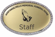 (image for) Hortense & Mills Memorial Funeral Home Oval Bling Silver Other badge