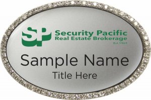 (image for) Security Pacific Real Estate Brokerage Oval Bling Silver badge